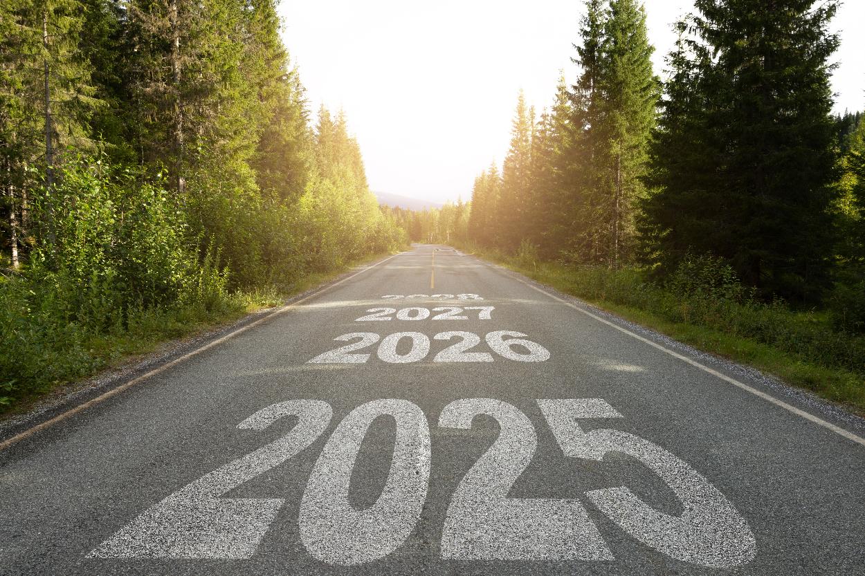 Road showing 2025, 2026, 2027, 2028 ahead