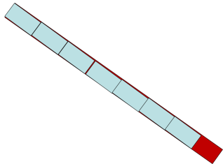 Figure 9:	Cross-section of an ore body plunging obliquely with blocks rotated to Z-axis